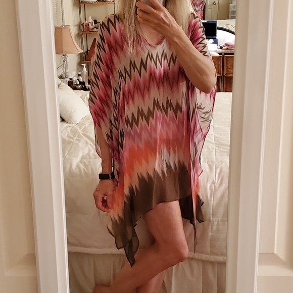 Bathing Suit  Cover Up  Pink and Brown coverup - Picture 5 of 8